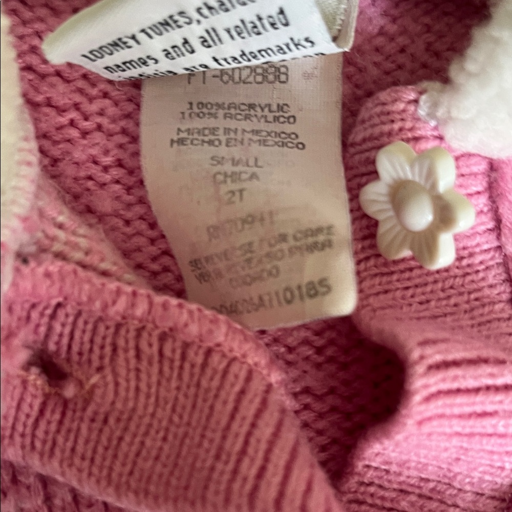 Disney Pink Kids Sweater with Embroidered Design 2T - Picture 3 of 7